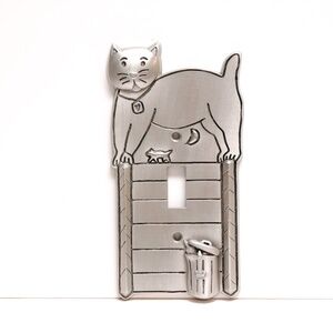 New Vintage Anni + Co. silver plated light switch cover - cat